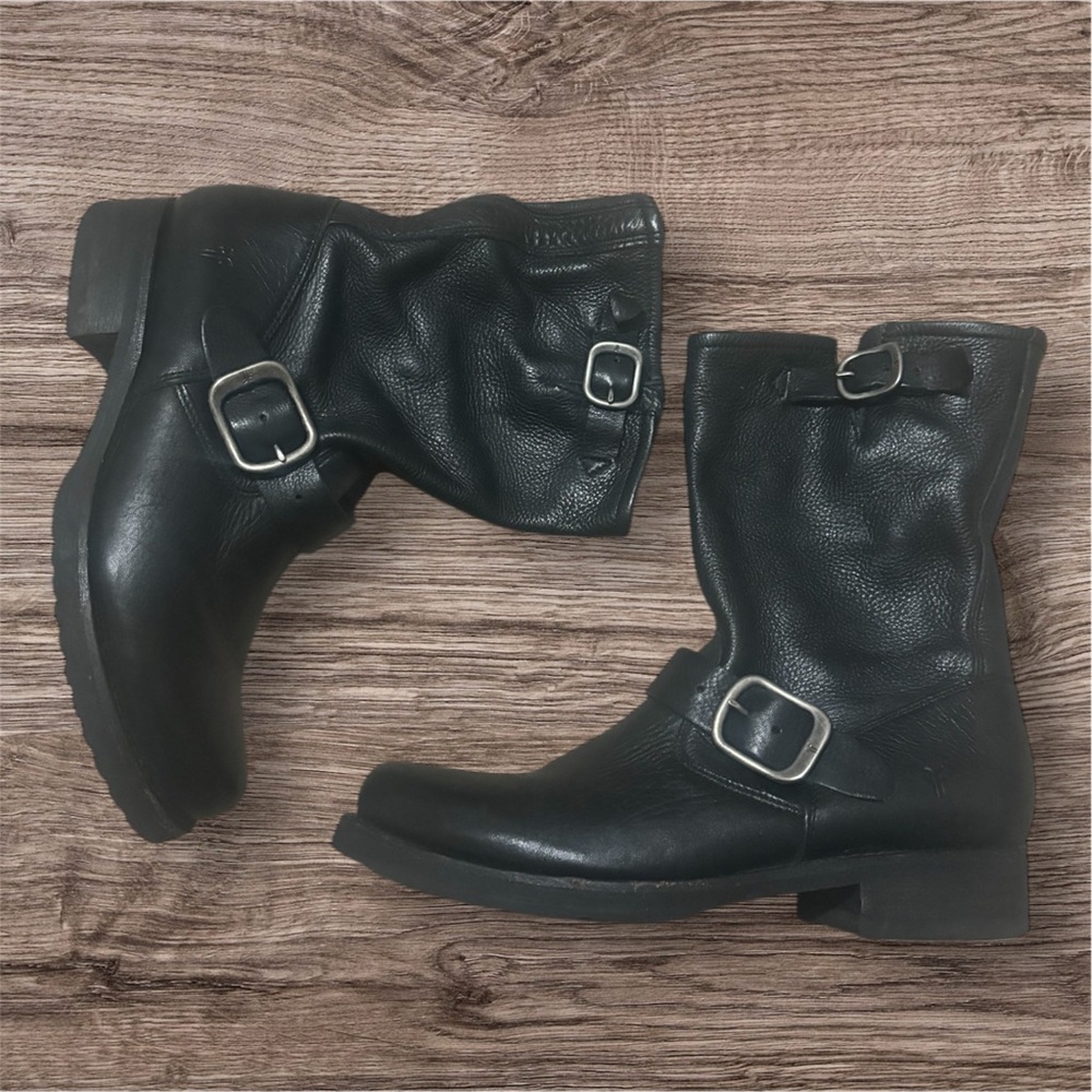 Frye Veronica Flex Black Leather Ankle Boots Size 6.5 - Picture 3 of 6